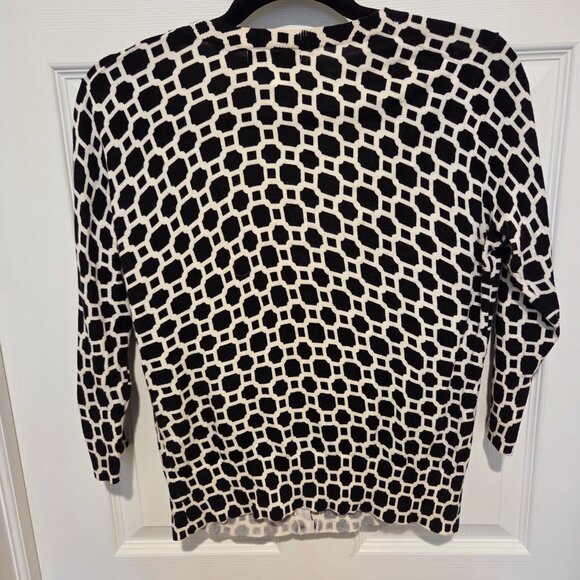 Banana Republic Black White Geometric Cardigan Womens Medium - Picture 2 of 3